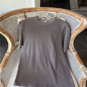 Men’s Perry Ellis Ribbed Short Sleeve Tee — Taupe Gray, XL